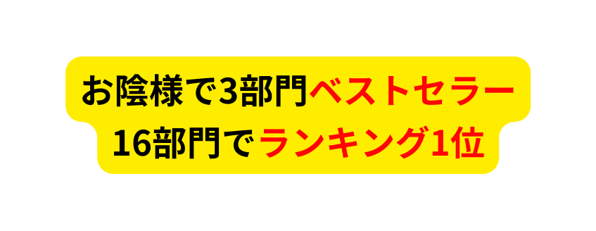 お陰様で3部門ベストセラー 16部門でランキング1位